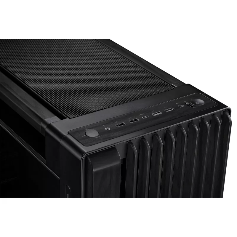 PC Case ASUS ProArt PA602 Wood Edition Midi Tower Must — Puit, ATX/EATX tugi, karastatud klaas, 4×3,5 tolli / 8×2,5 tolli, GPU kuni 450 mm