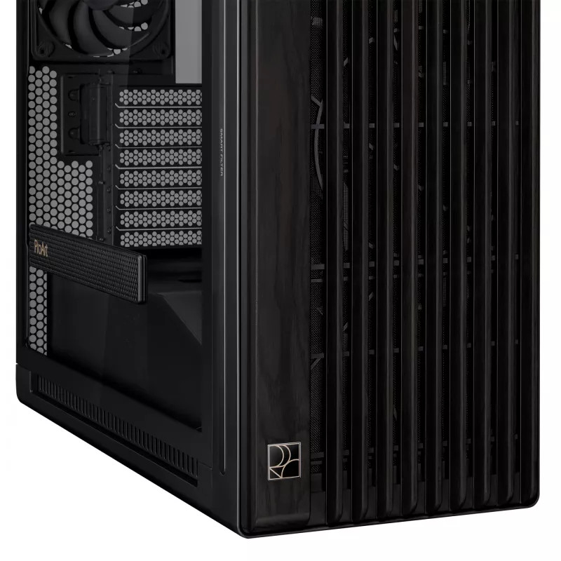 PC Case ASUS ProArt PA602 Wood Edition Midi Tower Must — Puit, ATX/EATX tugi, karastatud klaas, 4×3,5 tolli / 8×2,5 tolli, GPU kuni 450 mm