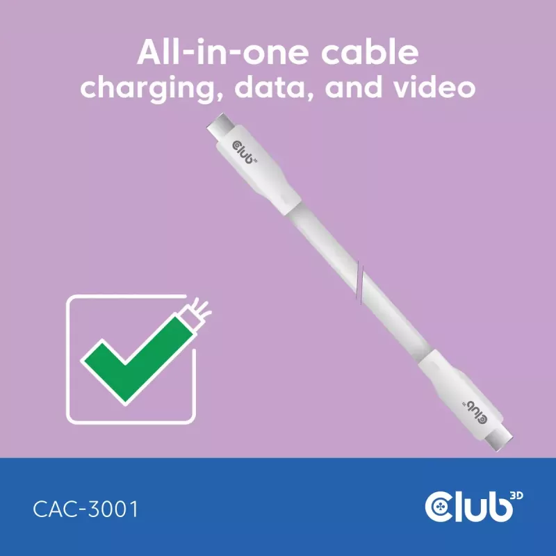 USB-C kaabel CLUB3D CAC-3001 2 m USB4 Gen 3x2 valge