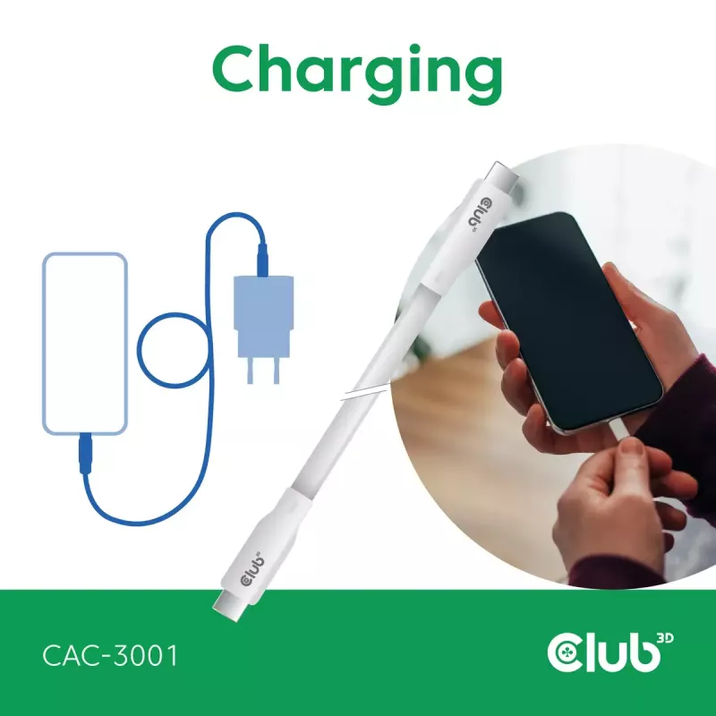 USB-C kaabel CLUB3D CAC-3001 2 m USB4 Gen 3x2 valge