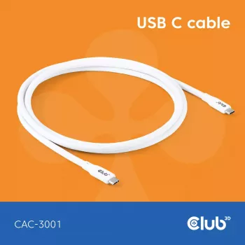 USB-C kaabel CLUB3D CAC-3001 2 m USB4 Gen 3x2 valge