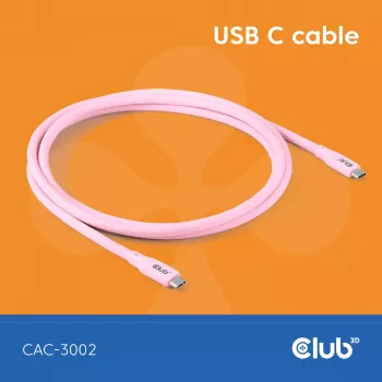 USB-C kaabel CLUB3D CAC-3002 2m USB4 Gen 3x2 Roosa