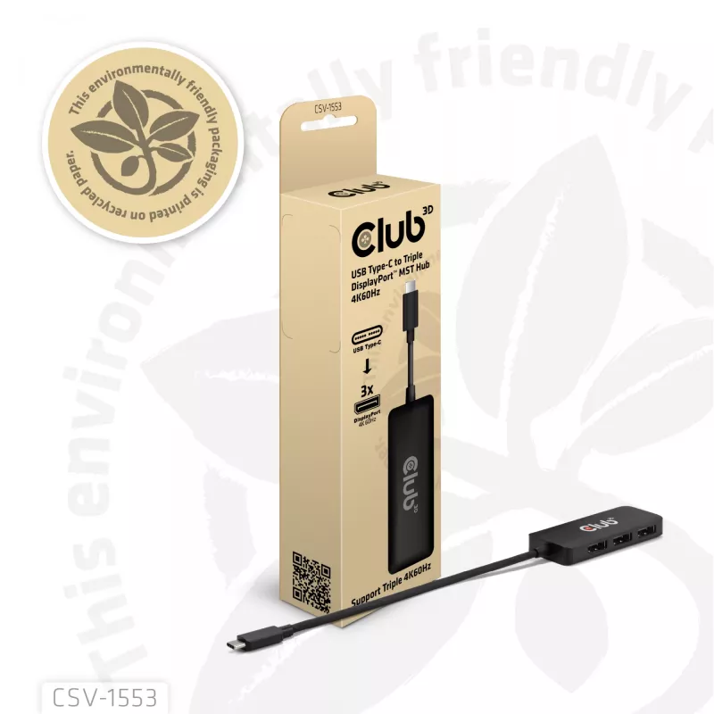 CLUB3D USB-C® kolmele DisplayPort™ 4K60Hz