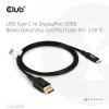 USB USB-C to DisplayPort 2.1 kaabel, club 3d CAC-1559, kahesuunaline, VESA DP80 sertifitseeritud, 1 m
