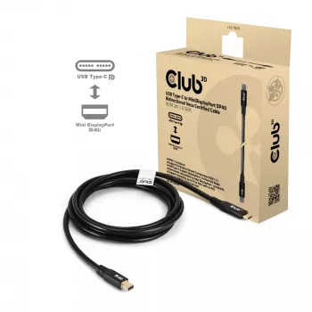 CLUB3D CAC-1561 DisplayPort kaabel 2 m Mini DisplayPort USB USB-C Must