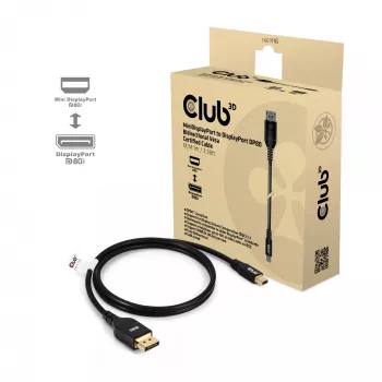 CLUB3D Mini DisplayPort™ DisplayPort™-ile Kahesuunaline VESA DP80 Sertifitseeritud Kaabel M/M 1m/3.28ft