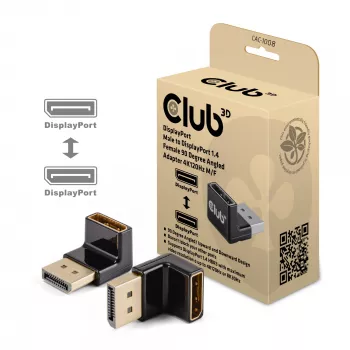 Adapter club 3d DisplayPort isane -> DisplayPort 1.4 emane 90° nurga all, toetab 4K@120Hz