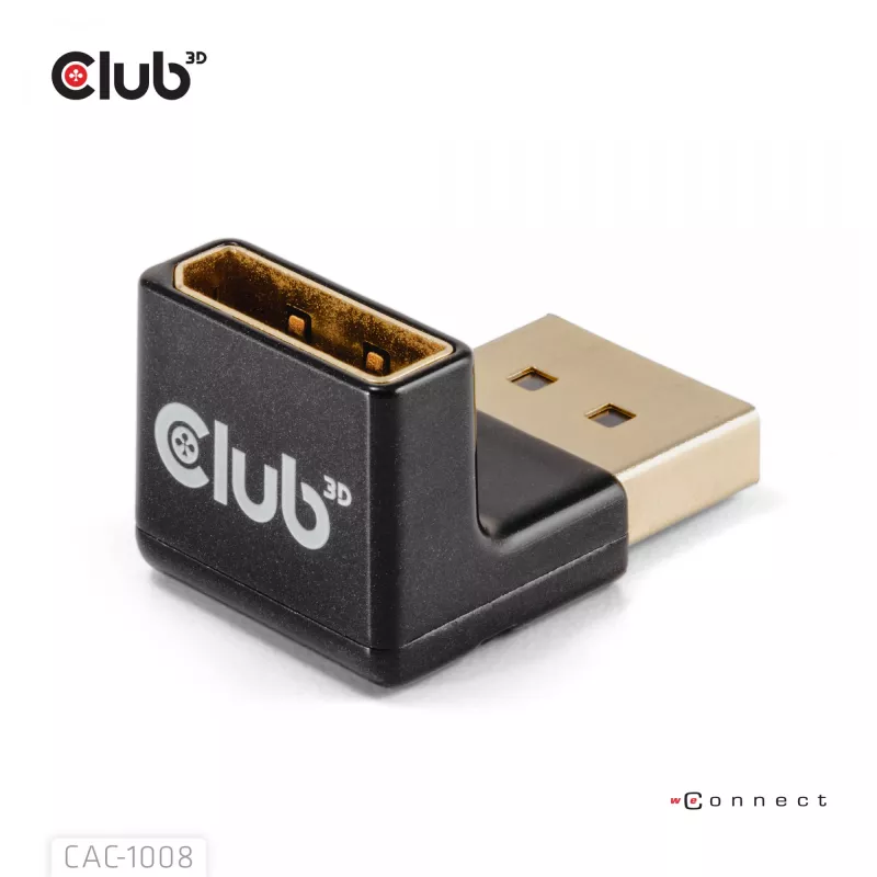 Adapter club 3d DisplayPort isane -> DisplayPort 1.4 emane 90° nurga all, toetab 4K@120Hz