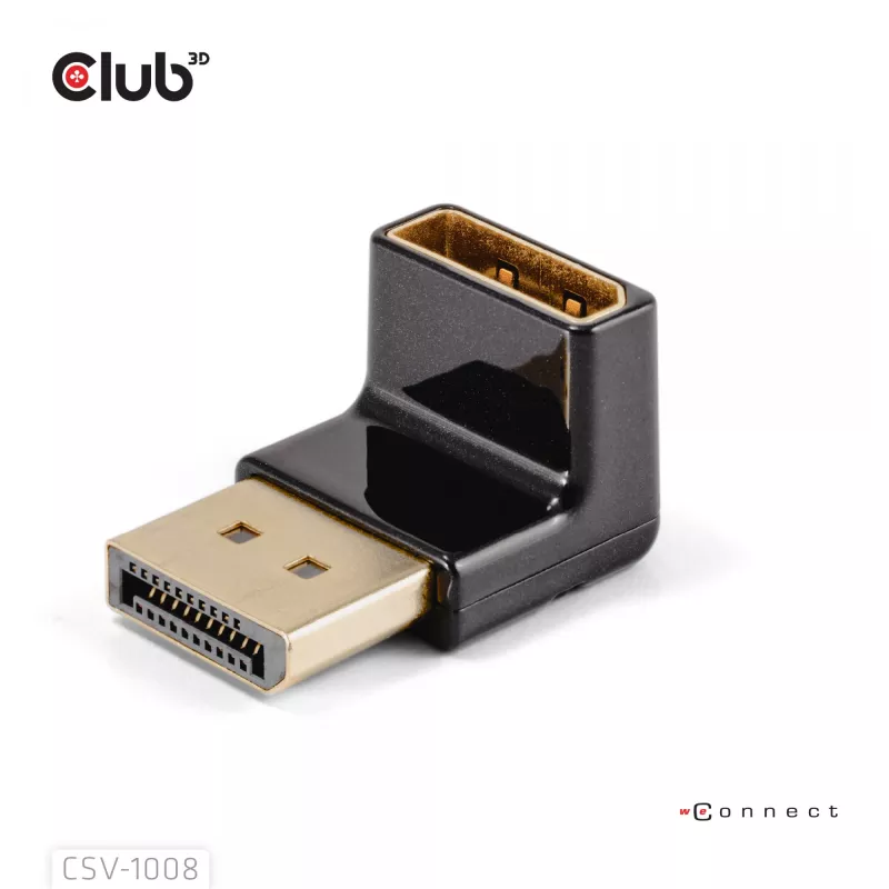 Adapter club 3d DisplayPort isane -> DisplayPort 1.4 emane 90° nurga all, toetab 4K@120Hz