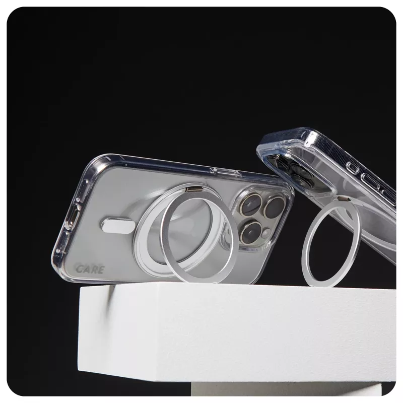 PanzerGlass CARE™ by ® läbipaistev ümbris hõbedase jalaga ja MagSafe'iga iPhone 16-le