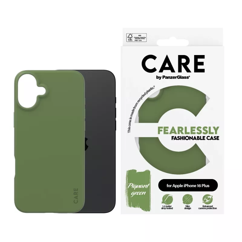 Cover PanzerGlass CARE by ® moodne ümbris roheline iPhone 16 Plus