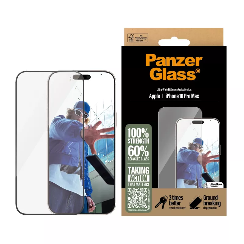 PanzerGlass® Ekraanikaitse iPhone 16 Pro Max | Ultra-Wide Fit