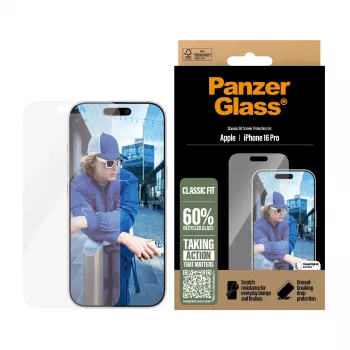 PanzerGlass ® Ekraanikaitse iPhone 16 Pro | Classic Fit, Apple, Apple - iPhone 16 Pro, Kuiv paigaldus, Kriimustuskindel, Löögikindel, Läbipaistev, 1 tk