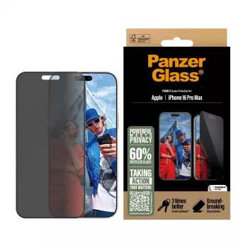 PanzerGlass ® Privaatsusekraanikaitse iPhone 16 Pro Max | Ultra-Wide Fit koos EasyAligneriga