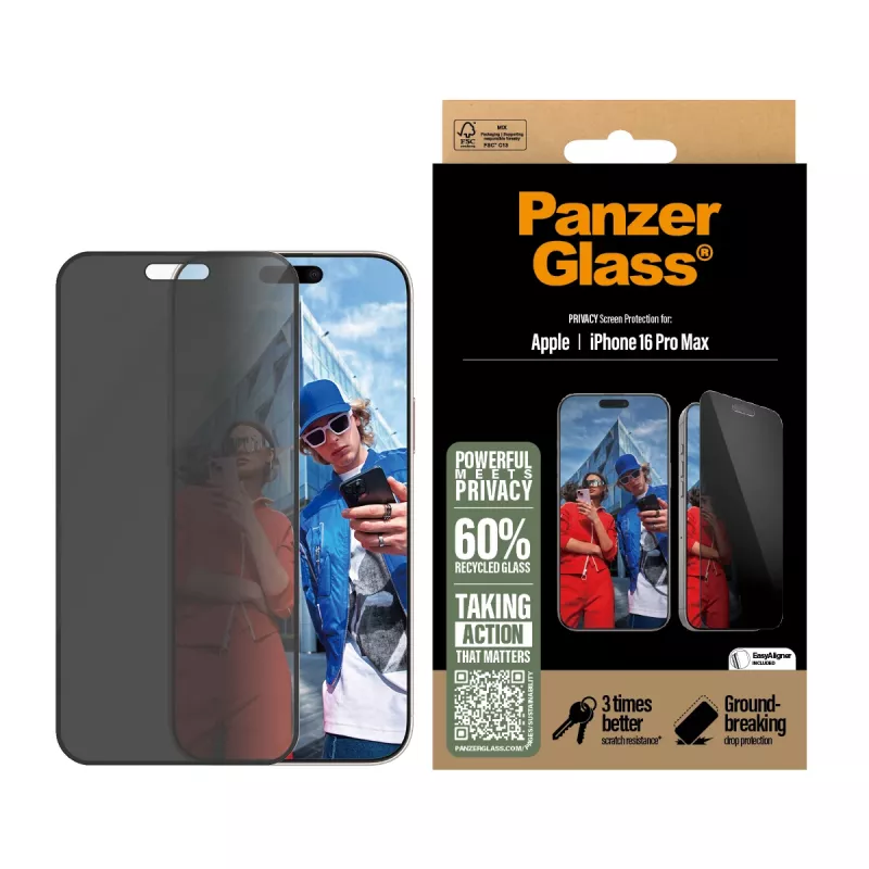 PanzerGlass ® Privaatsusekraanikaitse iPhone 16 Pro Max | Ultra-Wide Fit koos EasyAligneriga