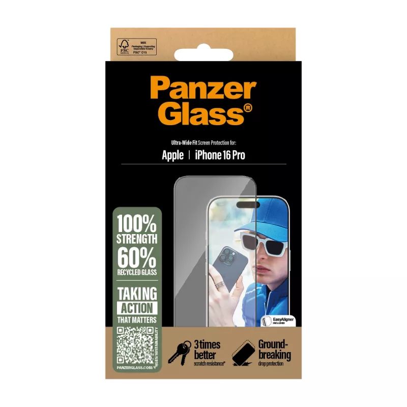 PanzerGlass ® Ekraanikaitse iPhone 16 Pro | Ultra-Wide Fit