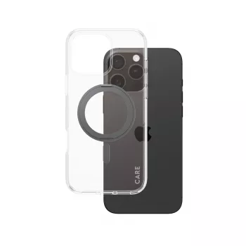 PanzerGlass CARE™ by ® läbipaistev ümbris musta alusega ja MagSafe'iga iPhone 16 Pro Max