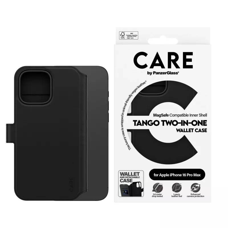 PanzerGlass CARE™ by ® Tango 2-in-1 rahakotiga ümbris koos MagSafe'iga iPhone 16 Pro Max