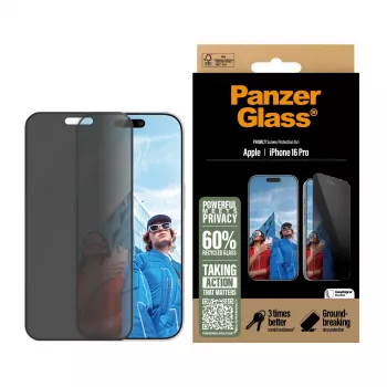 PanzerGlass ® Privaatsusekraanikaitse iPhone 16 Pro | Ultra-Wide Fit koos EasyAligneriga
