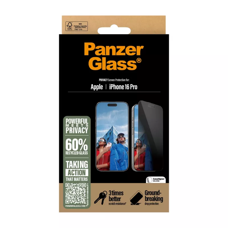 PanzerGlass ® Privaatsusekraanikaitse iPhone 16 Pro | Ultra-Wide Fit koos EasyAligneriga