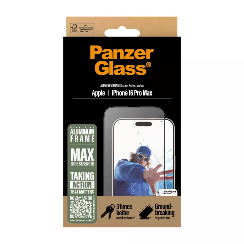 PanzerGlass® ekraanikaitse alumiiniumraamiga iPhone 16 Pro Max | ülilai sobivus