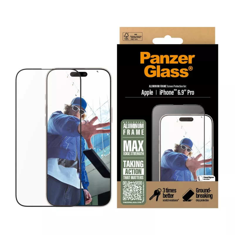 PanzerGlass® ekraanikaitse alumiiniumraamiga iPhone 16 Pro Max | ülilai sobivus