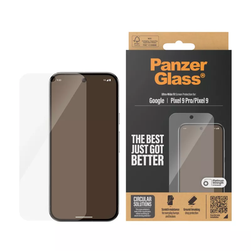 Ekraanikaitse PanzerGlass Google Pixel 9 | 9 Pro Ultra-Wide Fit, kriimustus- ja löögikindel