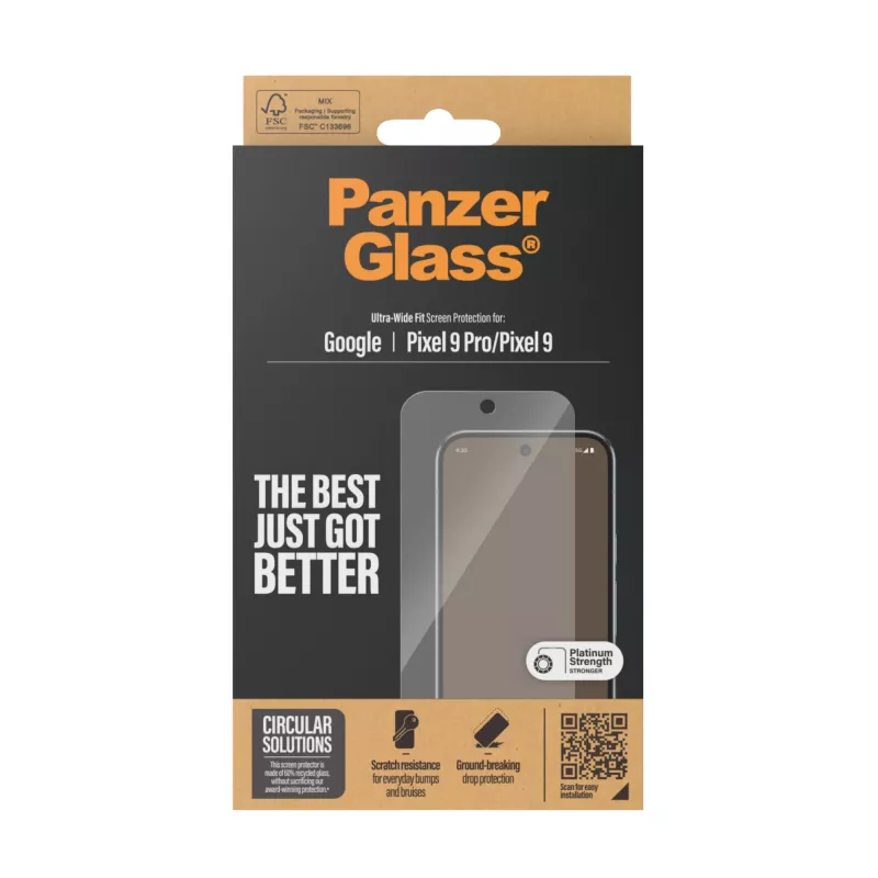 Ekraanikaitse PanzerGlass Google Pixel 9 | 9 Pro Ultra-Wide Fit, kriimustus- ja löögikindel