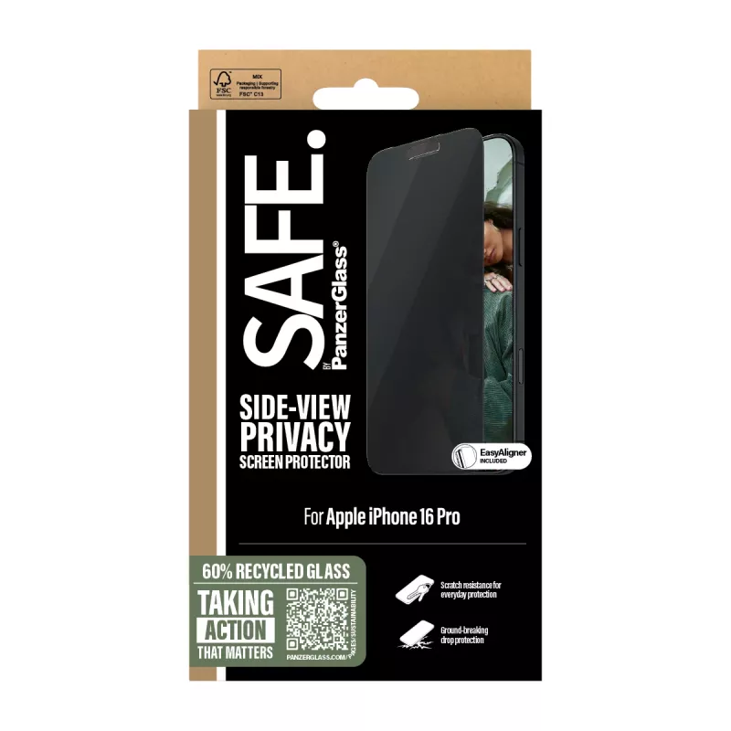 PanzerGlass SAFE. by ® Privaatsusekraanikaitse iPhone 16 Pro | Ultra-Wide Fit