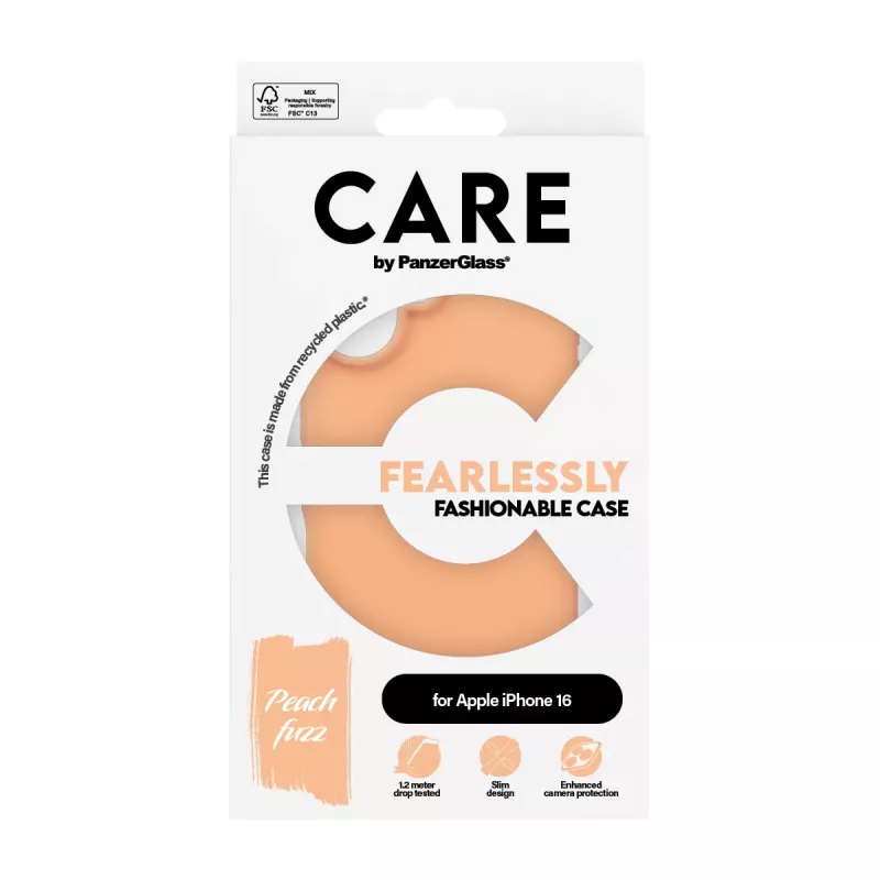 Kaan PanzerGlass CARE by moodne ümbris Peachy iPhone 16 läbipaistev