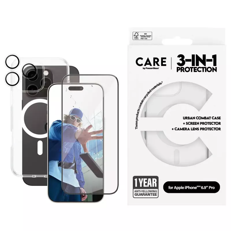 PanzerGlass ® | CARE by ® Flagship 3-in-1 komplekt iPhone 16 Pro Max