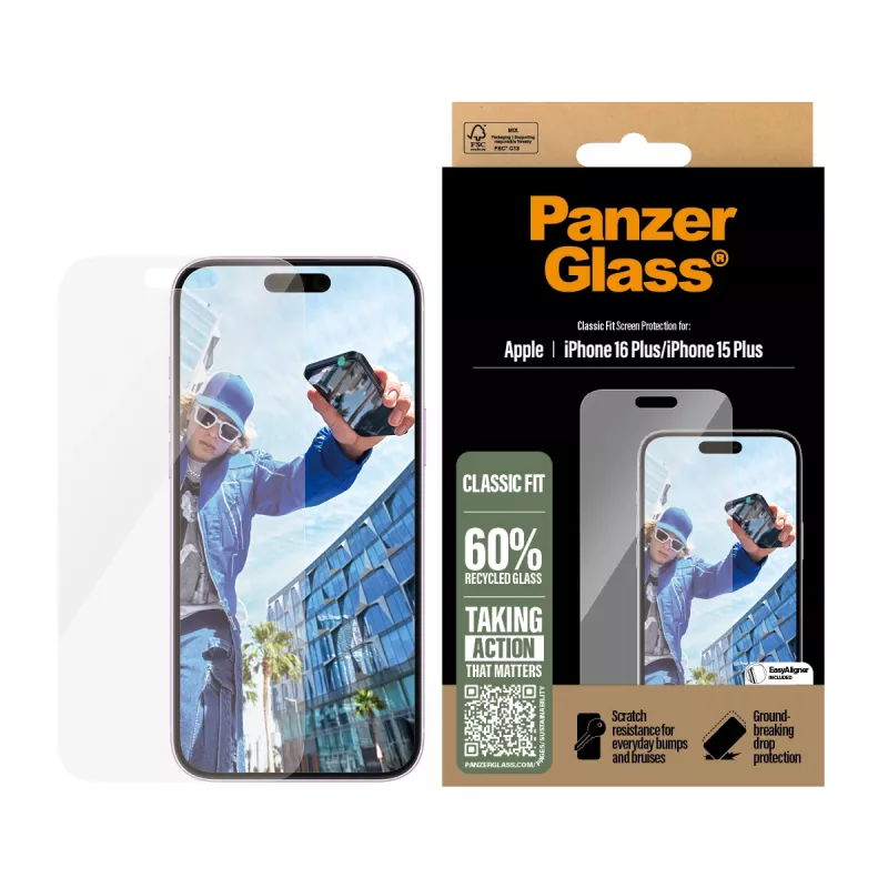 PanzerGlass® Ekraanikaitse iPhone 16 Plus | 15 Plus | Classic Fit