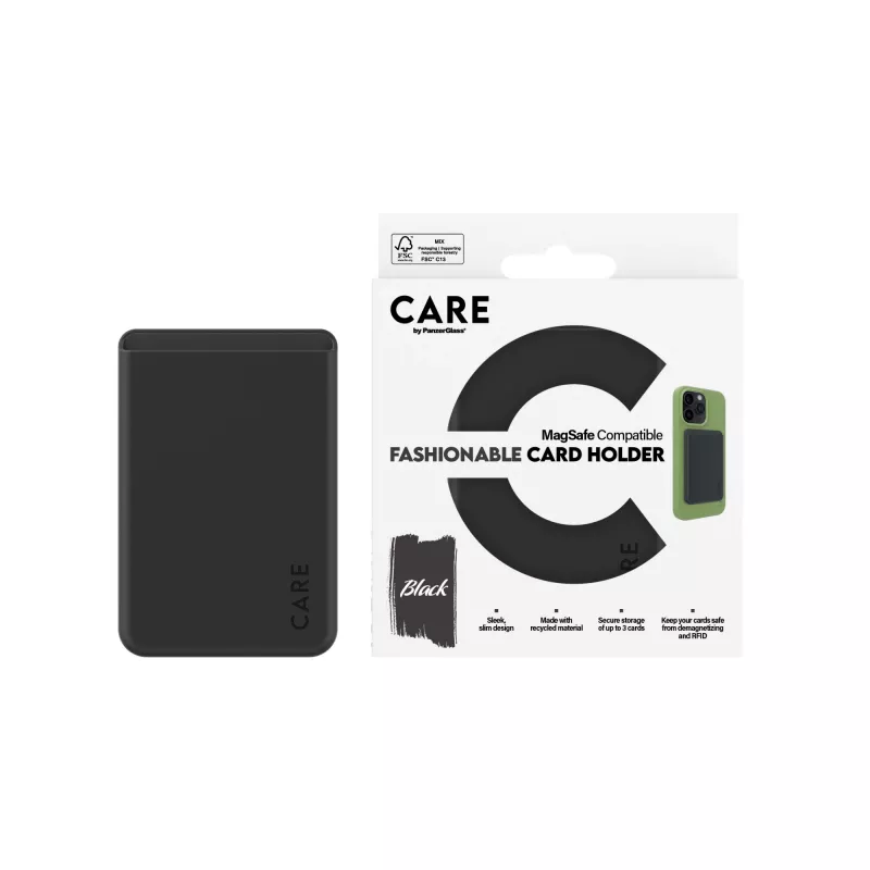 PanzerGlass CARE by Fashionable Card Holder ümbris must iPhone läbipaistev