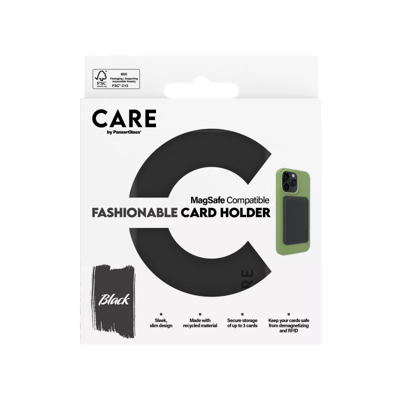 PanzerGlass CARE by Fashionable Card Holder ümbris must iPhone läbipaistev