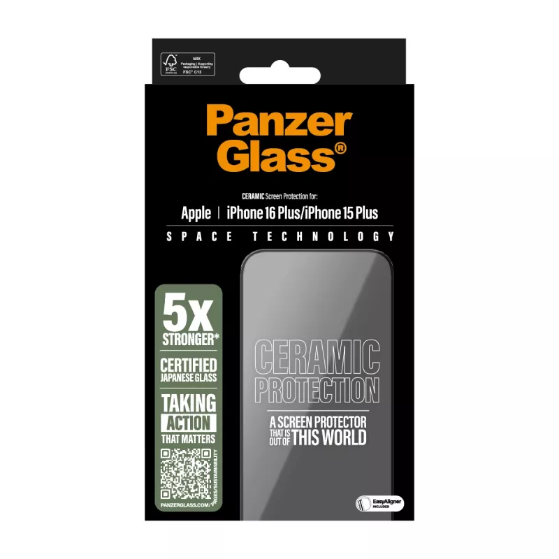 PanzerGlass ® Keraamiline ekraanikaitse iPhone 16 Plus | 15 Plus | Ultra-Wide Fit koos EasyAligneriga