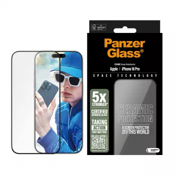 PanzerGlass ® Keraamiline ekraanikaitse iPhone 16 Pro jaoks | Ultra-Wide Fit koos EasyAligneriga