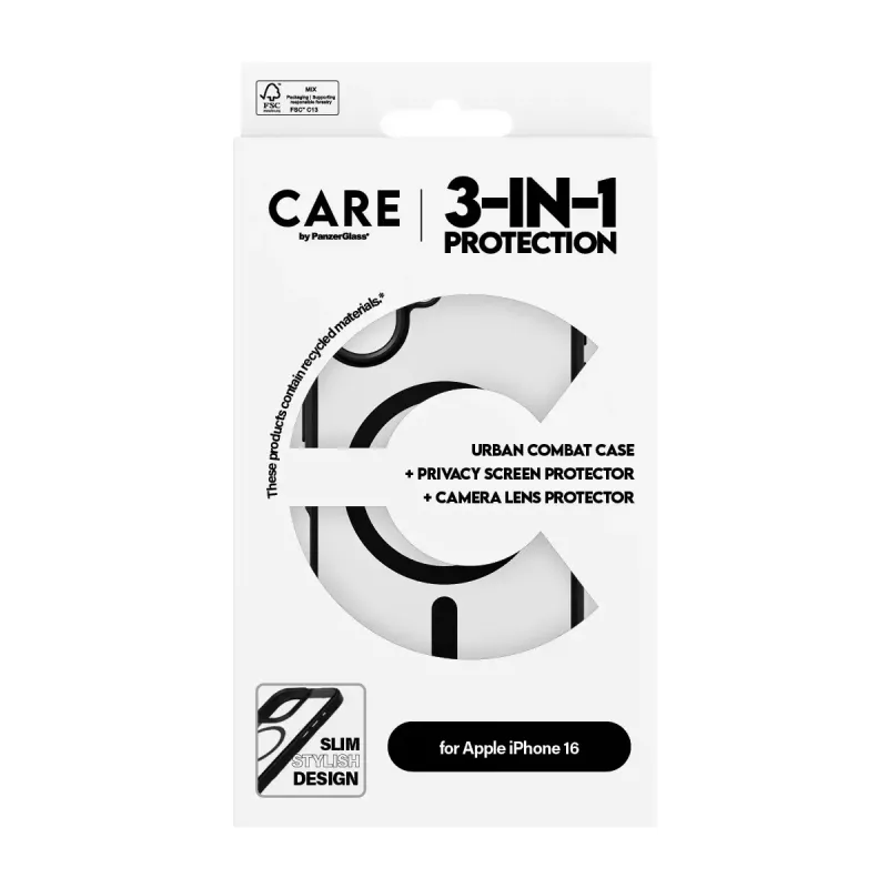 PanzerGlass ® | CARE by ® Flagship 3-in-1 Privaatsuskomplekt iPhone 16