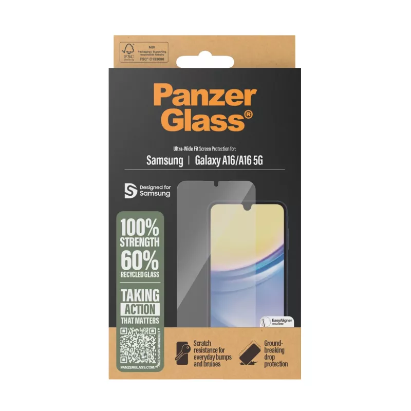 PanzerGlass ® Ekraanikaitse Samsung Galaxy A16 | A16 5G | Ultra-Wide Fit koos EasyAligneriga