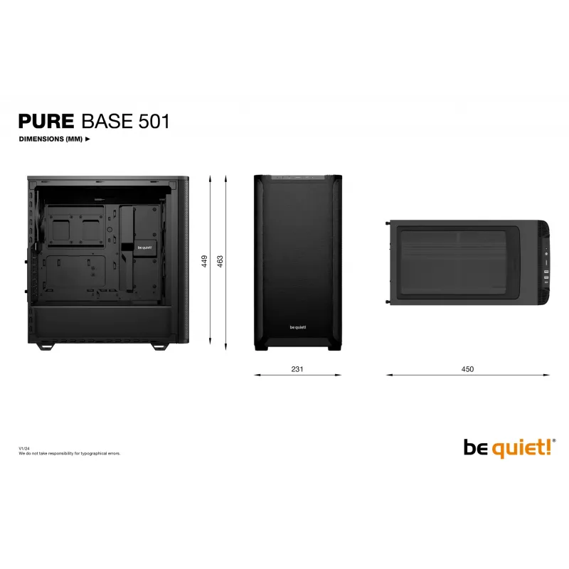 PC korpus be quiet! PURE BASE 501 Must Midi Tower (avatud pakend)