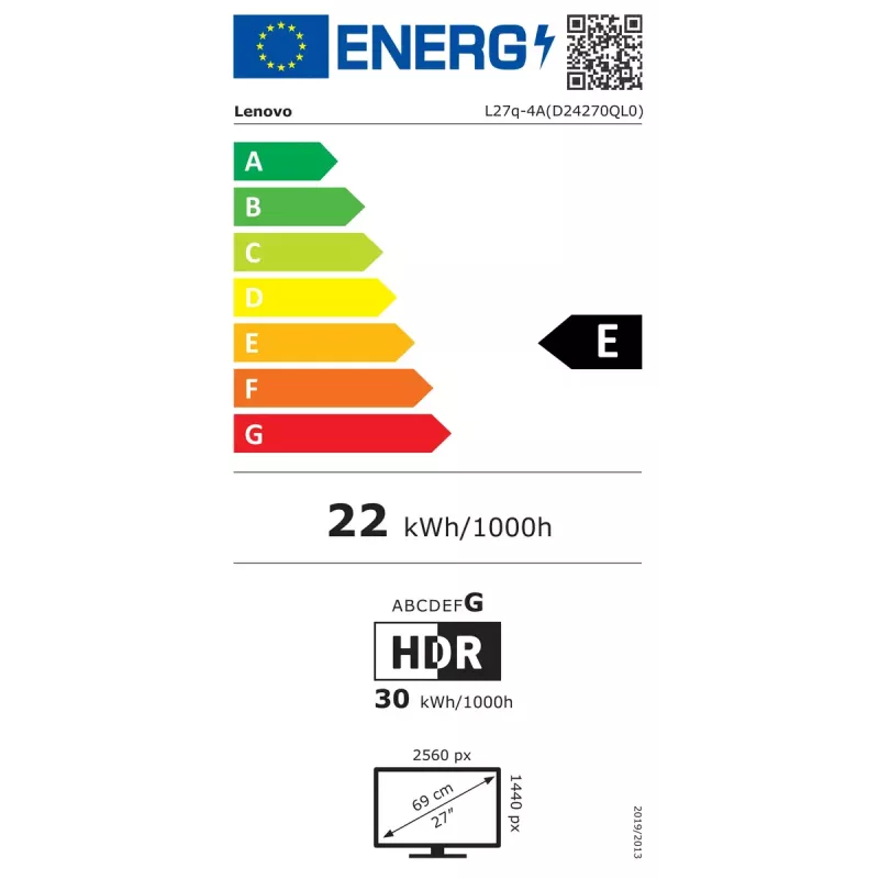 Monitor Lenovo L27q-4A 27 tolli 2K Ultra HD (2560 x 1440) IPS, 100 Hz, 350 cd/m², 1500:1, HDMI 2.1, DP 1.4, kõlarid, VESA