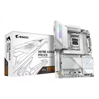 Emaplaat GIGABYTE X870E AORUS PRO ICE — AMD X870E, Socket AM5, ATX, DDR5, 4×DIMM, Wi‑Fi 7, 2.5Gb LAN
