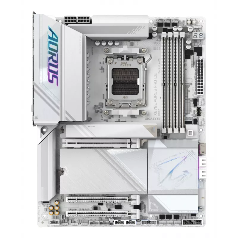 Emaplaat GIGABYTE X870E AORUS PRO ICE — AMD X870E, Socket AM5, ATX, DDR5, 4×DIMM, Wi‑Fi 7, 2.5Gb LAN