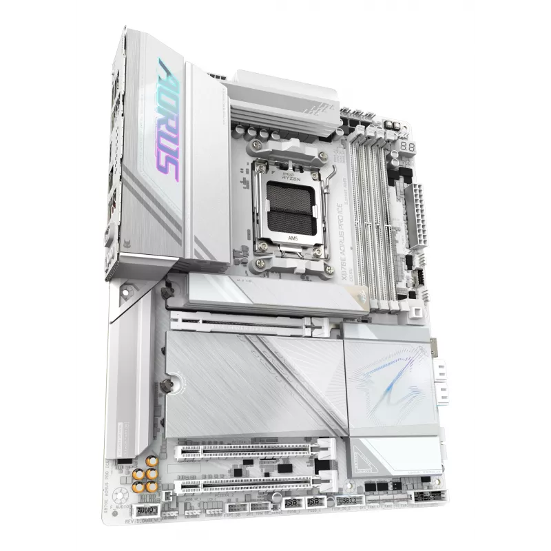 Emaplaat GIGABYTE X870E AORUS PRO ICE — AMD X870E, Socket AM5, ATX, DDR5, 4×DIMM, Wi‑Fi 7, 2.5Gb LAN