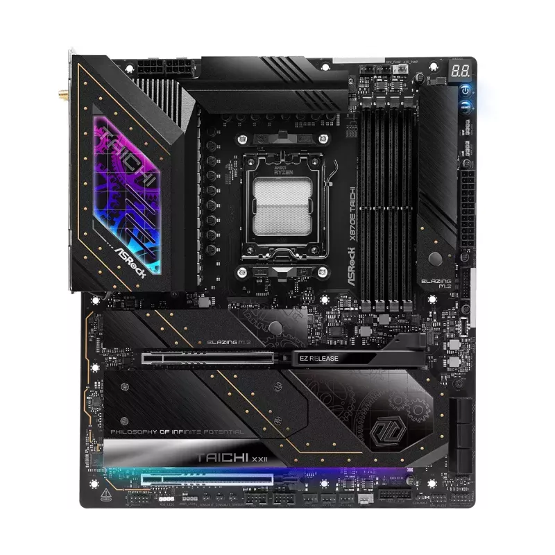 Emaplaat ASRock X870E Taichi — AMD X870E, Socket AM5, Extended ATX, DDR5, 4 DIMM, kuni 256GB, Wi‑Fi 7, 5Gb LAN