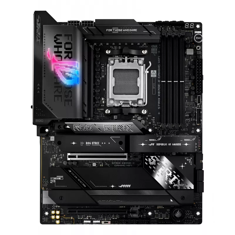 Emaplaat ASUS ROG STRIX X870E-E GAMING WIFI ATX, AMD X870E, Socket AM5, DDR5, 4 DIMM, Wi‑Fi 7, Bluetooth 5.4, 5Gb LAN