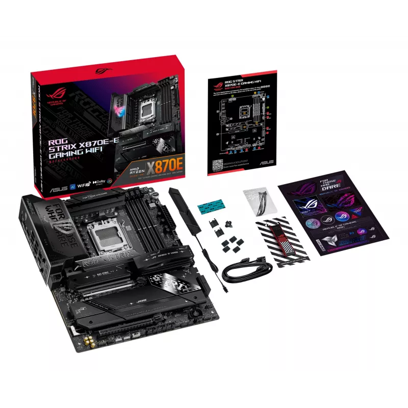 Emaplaat ASUS ROG STRIX X870E-E GAMING WIFI ATX, AMD X870E, Socket AM5, DDR5, 4 DIMM, Wi‑Fi 7, Bluetooth 5.4, 5Gb LAN