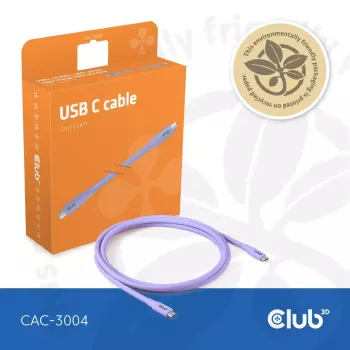 USB-C kaabel CLUB3D CAC-3004 2m Lilla