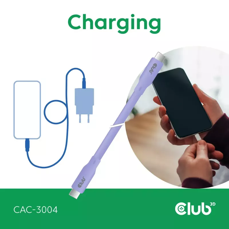 USB-C kaabel CLUB3D CAC-3004 2m Lilla
