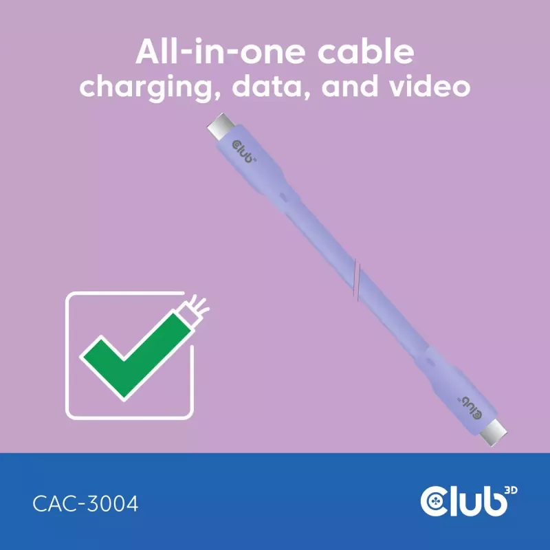 USB-C kaabel CLUB3D CAC-3004 2m Lilla