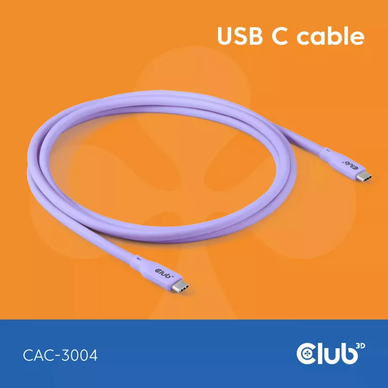 USB-C kaabel CLUB3D CAC-3004 2m Lilla